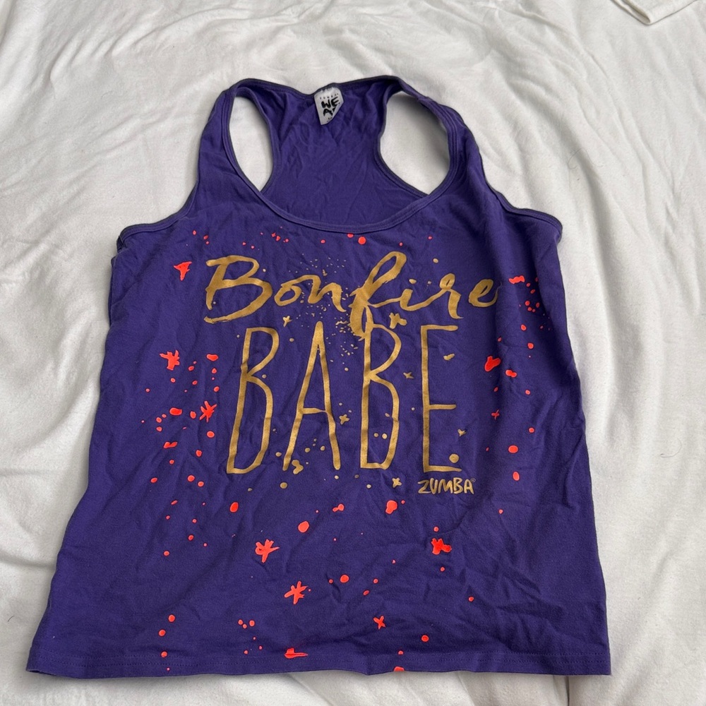 Zumba Fitness Purple Tank Top with Gold and Red Accents